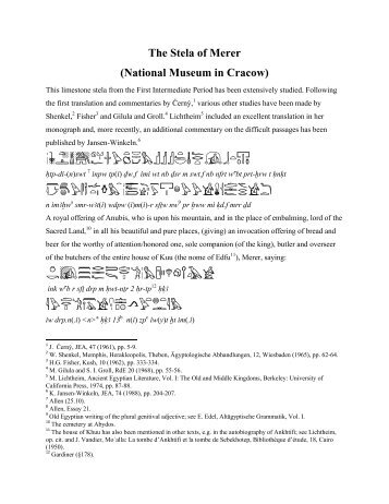 The Stela of Merer - Middle Egyptian Grammar