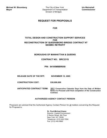 REQUEST FOR PROPOSALS - NYC.gov