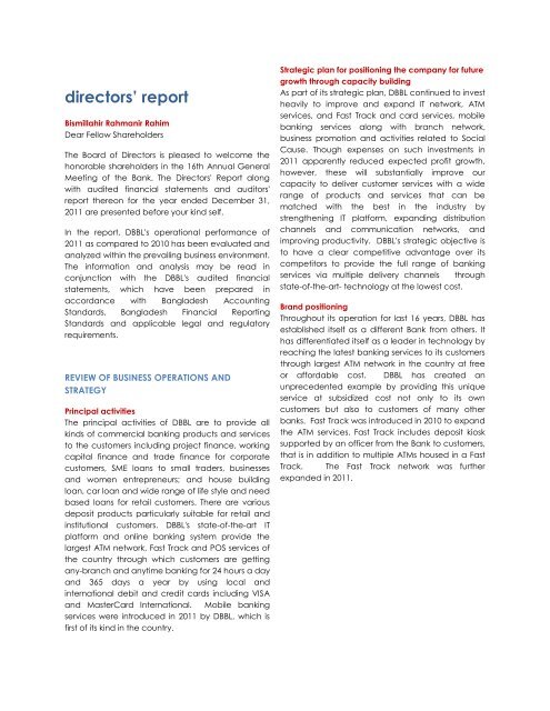 directors' report - Dutch-Bangla Bank Limited
