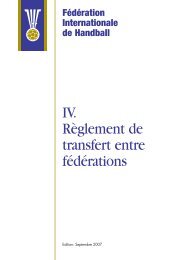 IV. Règlement de transfert entre fédérations - IHF