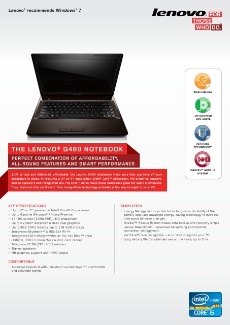 Lenovo G480 Datasheet - Lenovo | US