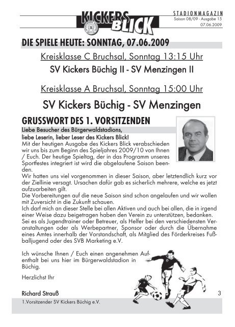 SV Menzingen - SV Kickers Büchig