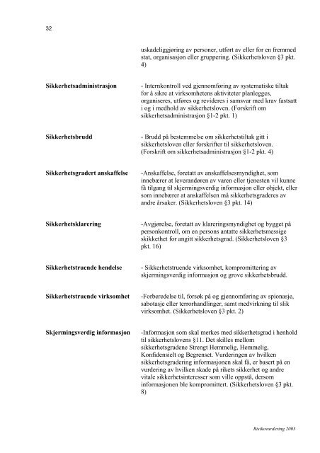 Risikovurdering 2003 - NSM