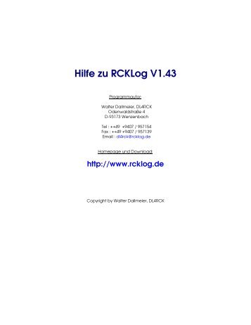 Hilfe zu RCKLog V1.43