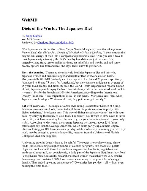WebMD Diets of the World: The Japanese Diet - The Portion Teller