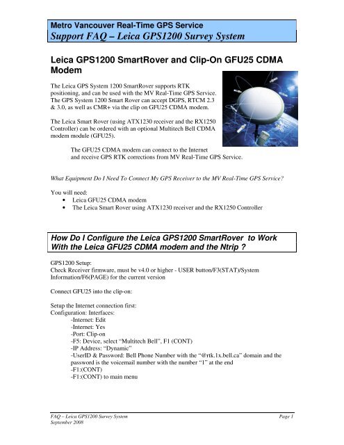 Leica GPS1200 SmartRover and Clip-On GFU25 CDMA Modem (.pdf)