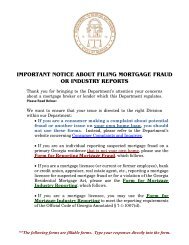 important notice about filing mortgage fraud - Department of Banking ...