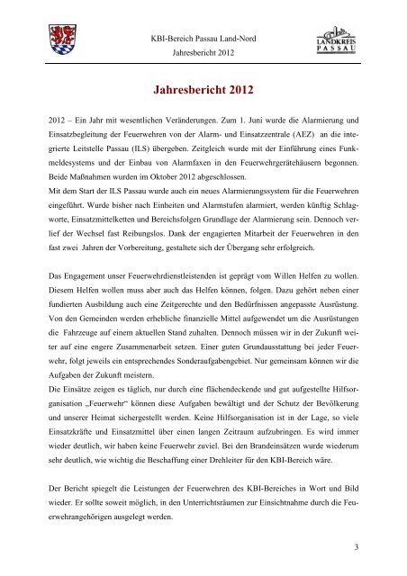Jahresbericht 2012 - KreisFeuerwehrVerband Passau