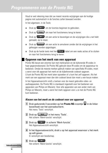 Programmeren van de Pronto NG - Philips