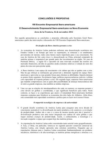 1 CONCLUSÕES E PROPOSTAS VIII Encontro Empresarial ... - Segib