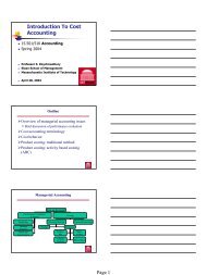 Introduction To Cost Accounting