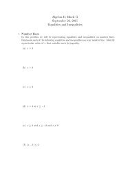 A worksheet on linear equalities and inequalities