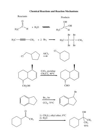 Chemical Reactions and Reaction Mechanisms H3C C H O + H2O ...