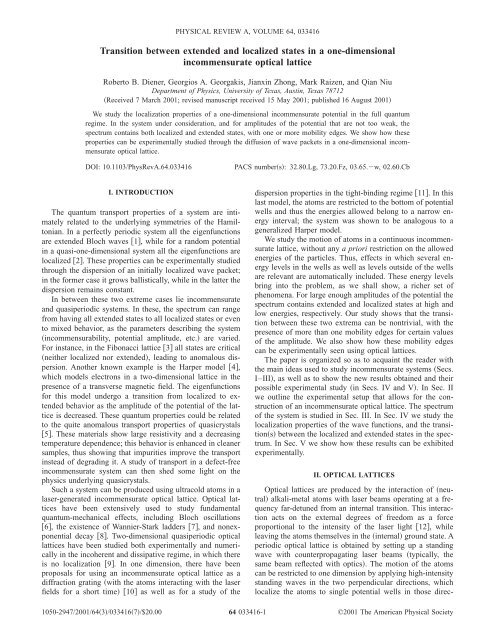 Transition between extended and localized states in a one ...