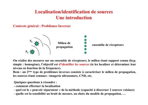 Localisation/identification de sources Une introduction - Centre ...