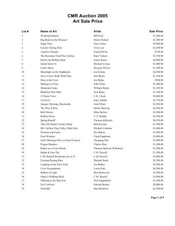 CMR Auction 2005 Art Sale Price