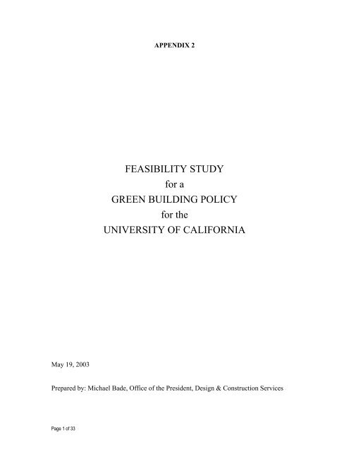 FEASIBILITY STUDY for a GREEN BUILDING POLICY for the ...