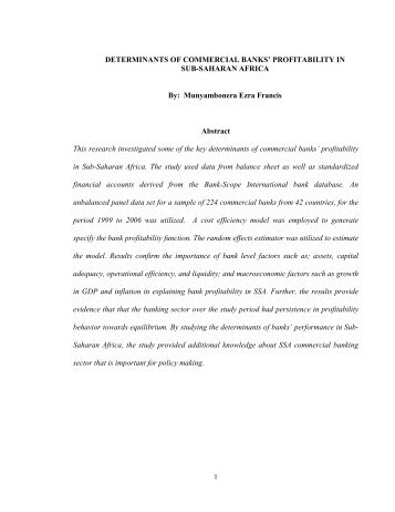 DETERMINANTS OF COMMERCIAL BANKS' PROFITABILITY IN ...