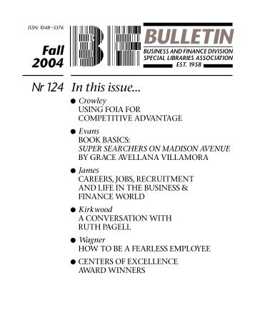 bulletin - Business & Finance Division - Special Libraries Association