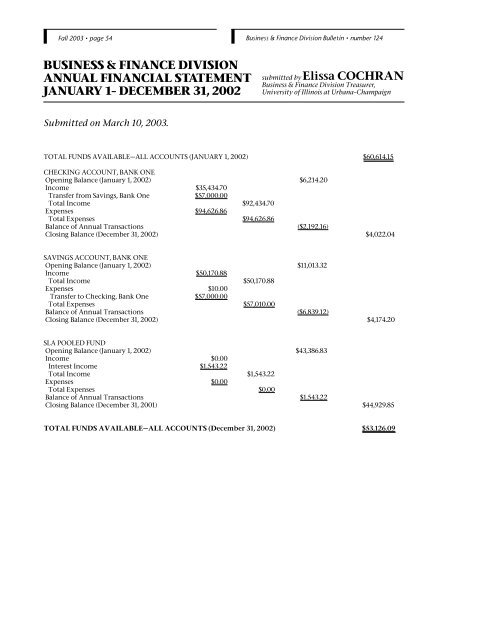 bulletin - Business & Finance Division - Special Libraries Association