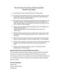 TD First Class Travel Visa Infinite Card Poll Ontario Fact Sheet