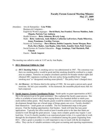 [2009-05-27] Faculty Forum General Meeting Minutesx