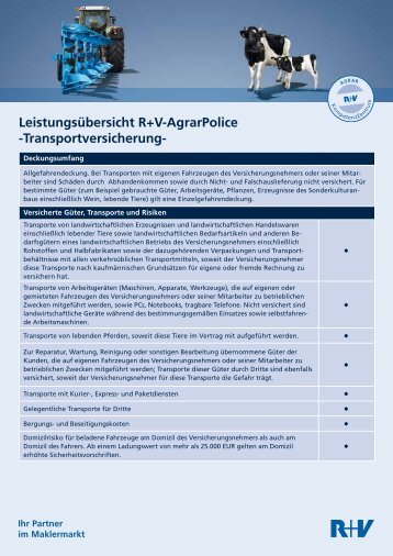 Leistungsübersicht Transportversicherung - R+V Versicherung