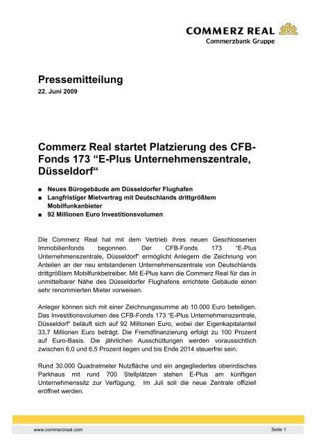 Fonds 173 “E-Plus Unternehmenszentrale ... - CommerzReal