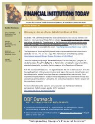DBF Outreach - Department of Banking and Finance