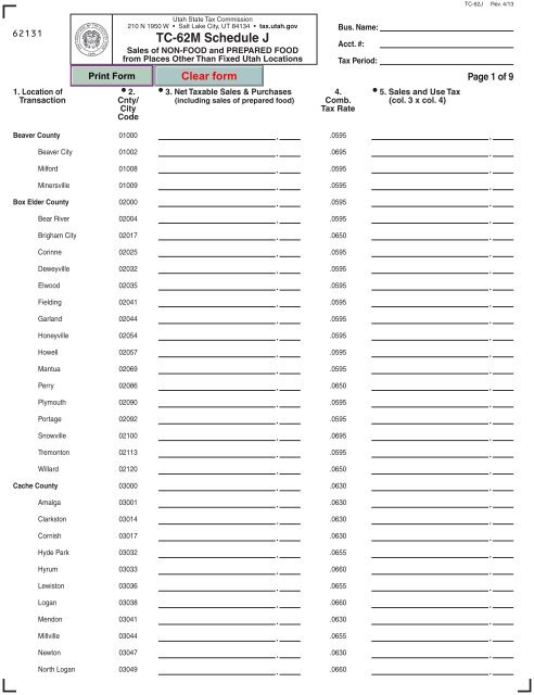 TC 62M Schedule J Utah State Tax Commission Utah gov