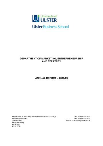 Marketing, Entrepreneurship and Strategy - Ulster Business School ...