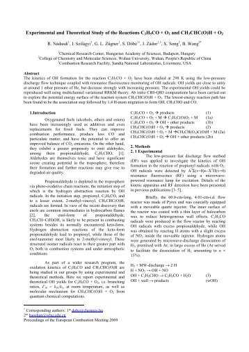 Experimental and Theoretical Study of the Reactions C2H5CO + O2 ...