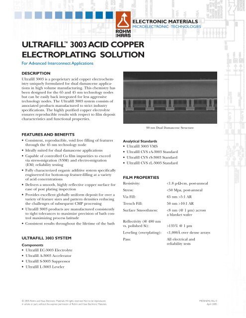ULTRAFILL™ 3003 Acid Copper - MicroChem
