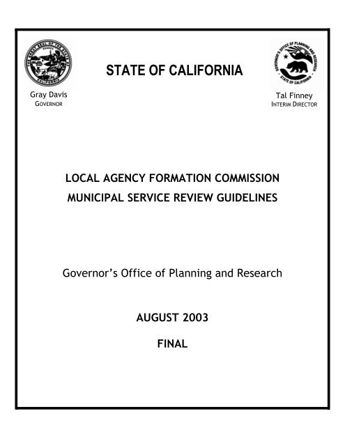 LAFCO Municipal Service Review Guidelines - Office of Planning ...