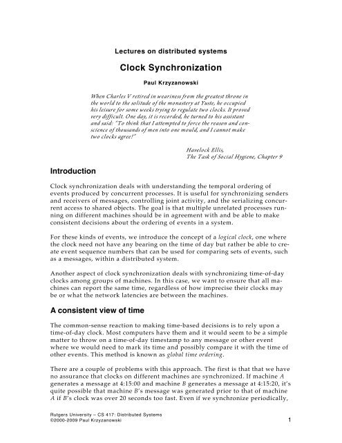 Clock Synchronization - Computer Science