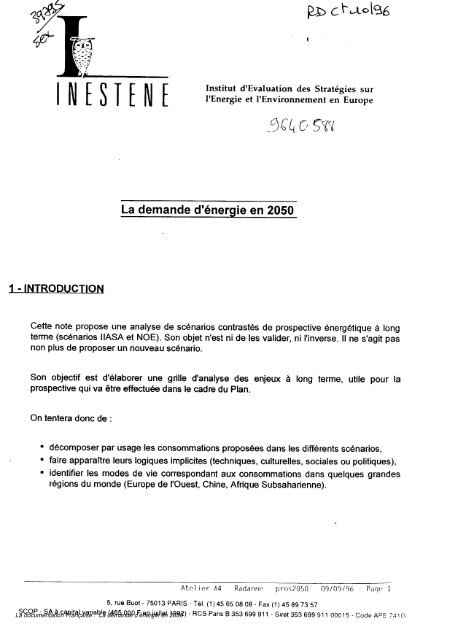 La documentation Française : La demande d'énergie en 2050