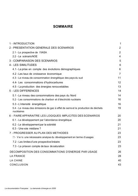 La documentation Française : La demande d'énergie en 2050