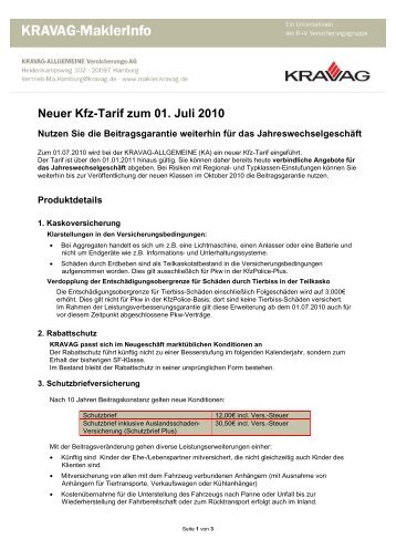 Neuer Kfz-Tarif zum 01.07.2010 - R+V Versicherung