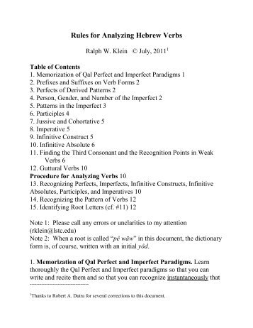 How to Analyze every Verb in Hebrew.