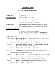 Curriculum Vitae - Homepage Usask - University of Saskatchewan