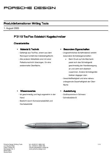 Produktinformation Writing Tools - Porsche Design