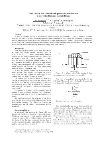 Ionic current and flame electric potential measurements in a ...