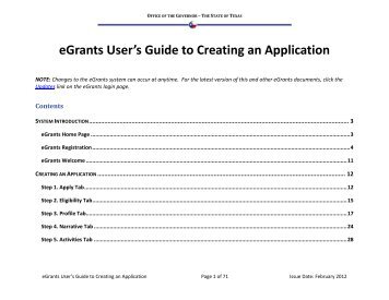 eGrants User's Guide to Creating an Application - CJD Home