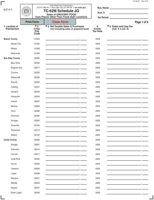 TC-62M, Schedule JG - Utah State Tax Commission - Utah.gov