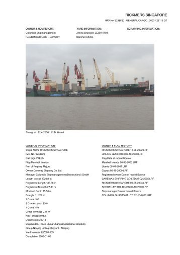 RICKMERS SINGAPORE - Cargo Vessels International