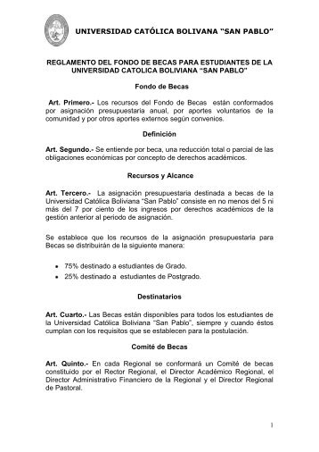 Reglamento del Fondo de Becas para Estudiantes - Universidad ...