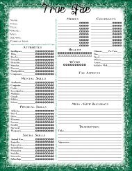 Changeling the Lost True Fae 2-Page Interactive Sheet