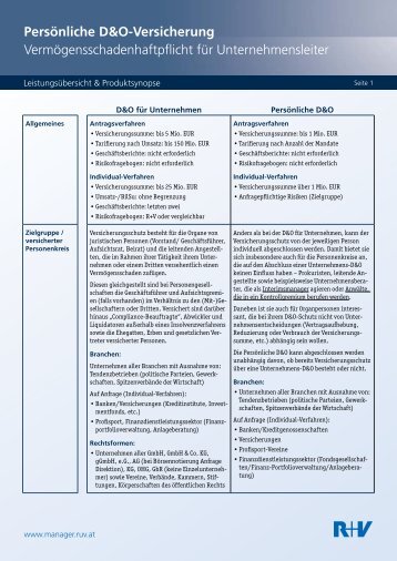 Persönliche D&O-Versicherung - R+V Versicherung