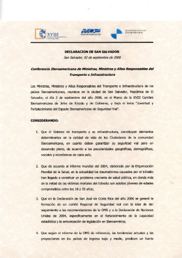 DECLARACION DE SAN SALVADOR - Segib
