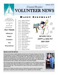 VOLUNTEER NEWS - Coastal Hospice